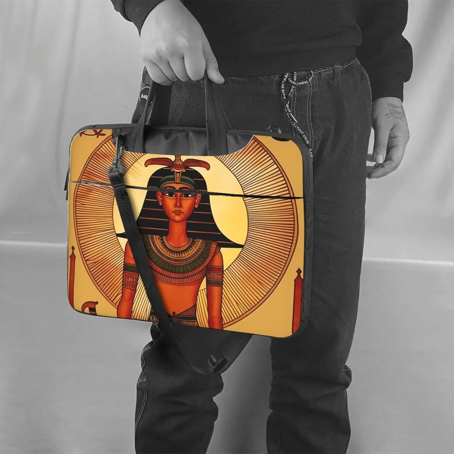 Sun Old Egyptian Timeless Grace Laptop Shoulder Bag Portable Laptop Bag Laptop Case Crossbody Briefcase w/Strap Handle