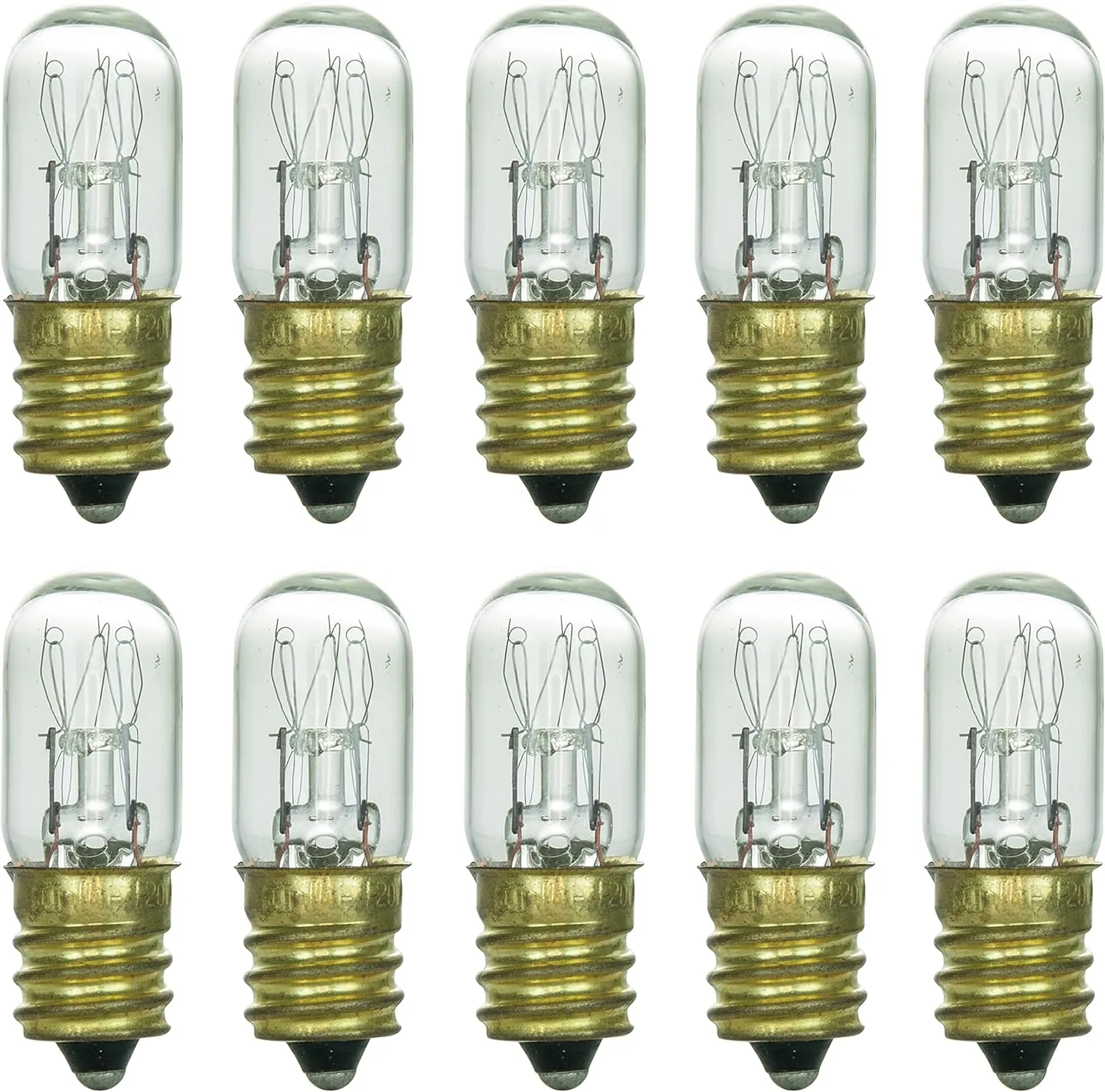 Sunlite 41717 Incandescent T4 Tubular Light Bulb, 15 Watts, 75 Lumens, Candelabra E12 Base, Dimmable, 2000 Hour Life Span, 2600K Warm White, 10 Count