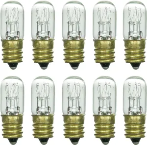 Sunlite 41717 Incandescent T4 Tubular Light Bulb, 15 Watts, 75 Lumens, Candelabra E12 Base, Dimmable, 2000 Hour Life Span, 2600K Warm White, 10 Count