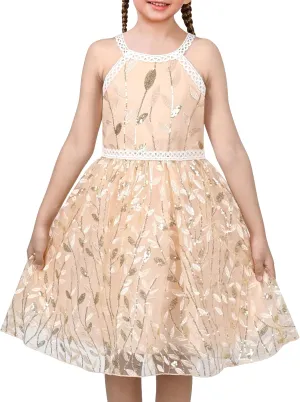 Sunny Fashion Girls Dress Turquoise Embroidered Halter Dress Party