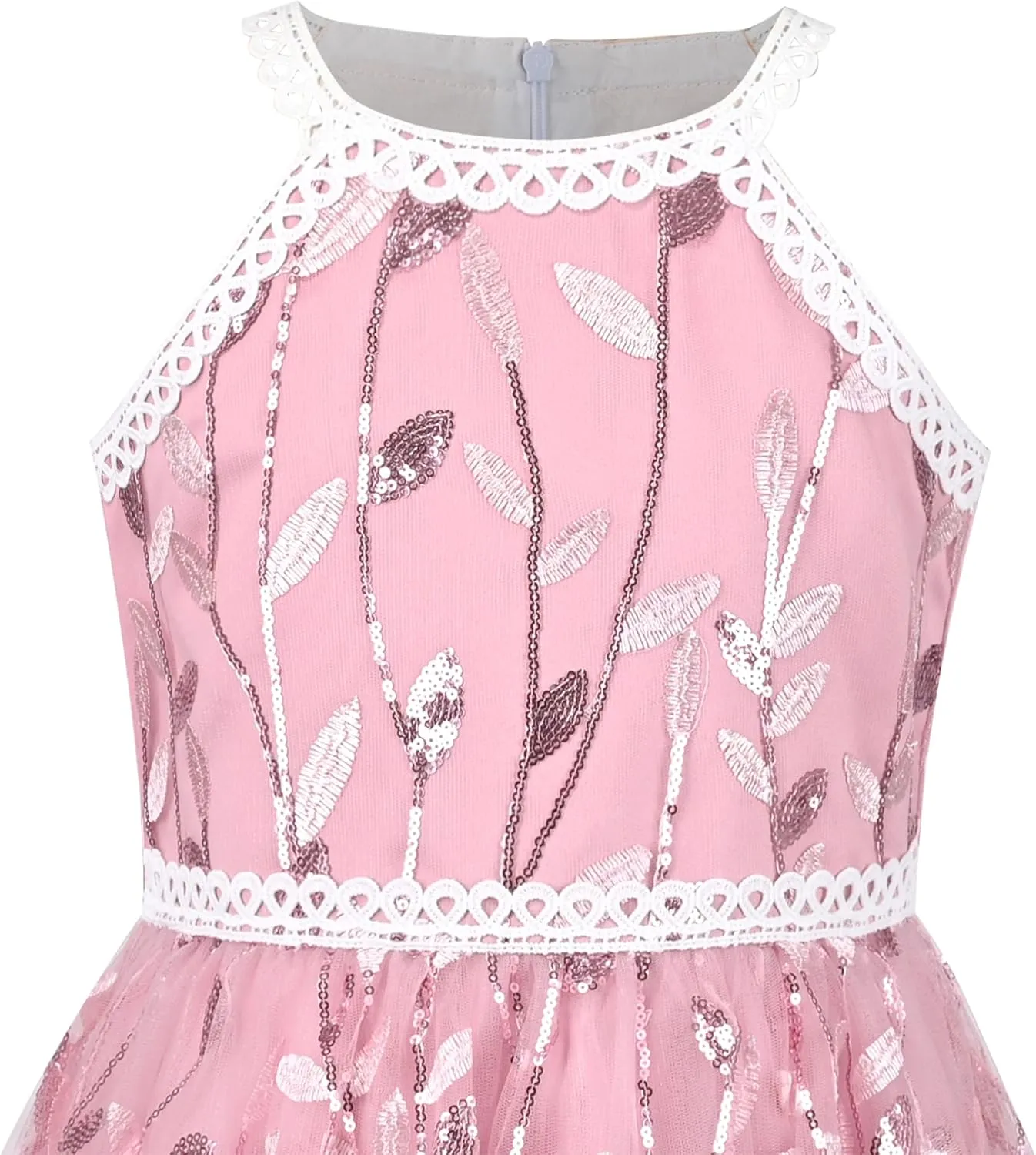 Sunny Fashion Girls Dress Turquoise Embroidered Halter Dress Party