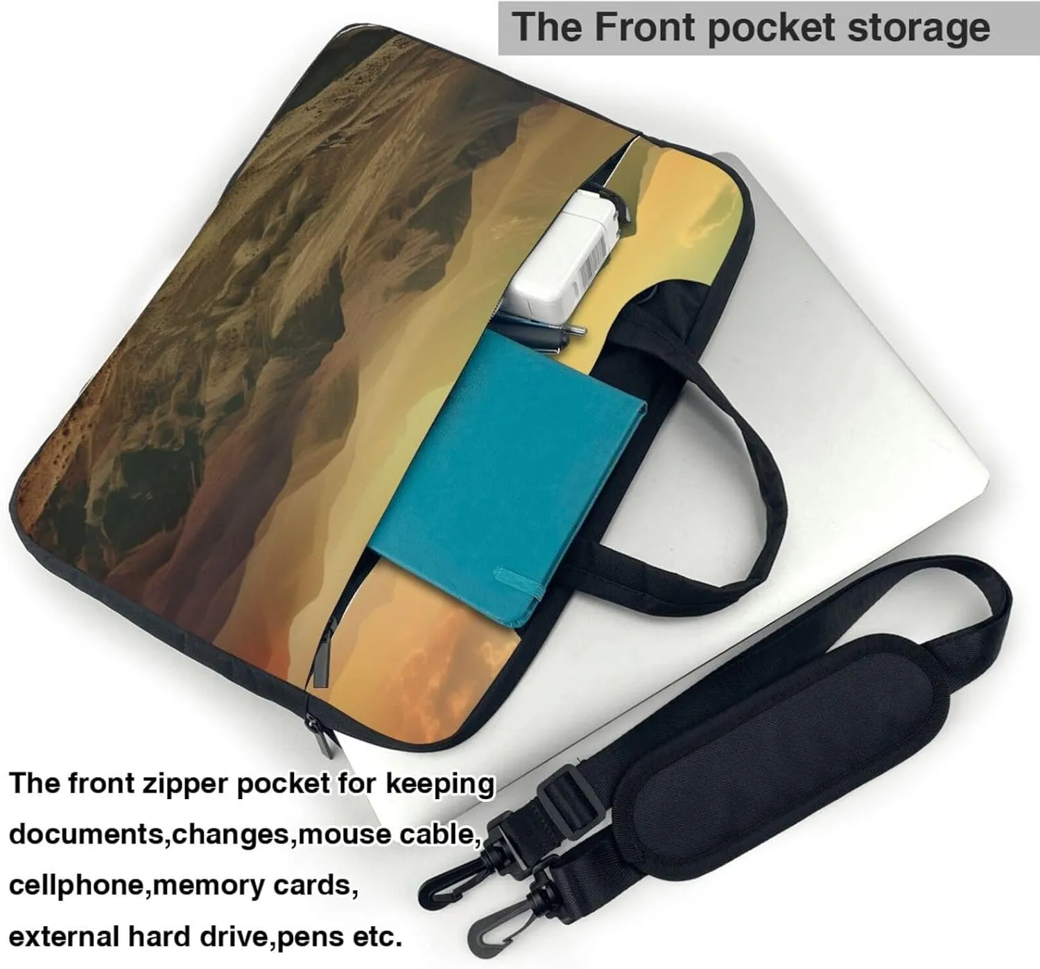 Sunset in Valley Laptop Bag Laptop Messenger Shoulder Bag Travel Computer Bag for Women Men