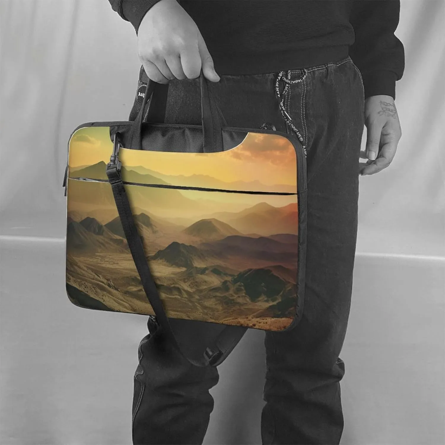 Sunset in Valley Laptop Bag Laptop Messenger Shoulder Bag Travel Computer Bag for Women Men