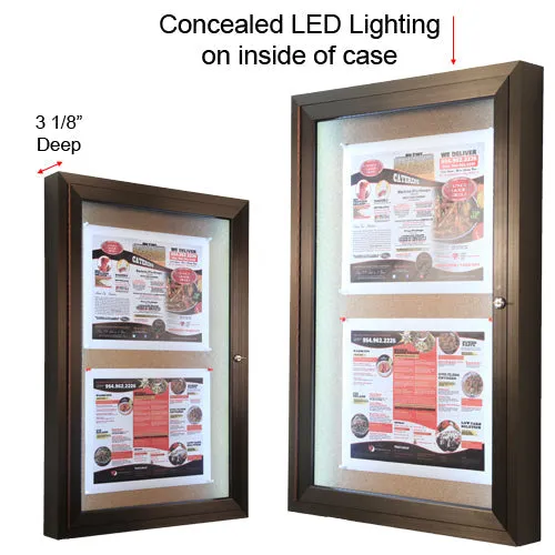 SwingCase 22x28 Enclosed Outdoor Poster Case with LED Lights | Single Door Locking Display Case