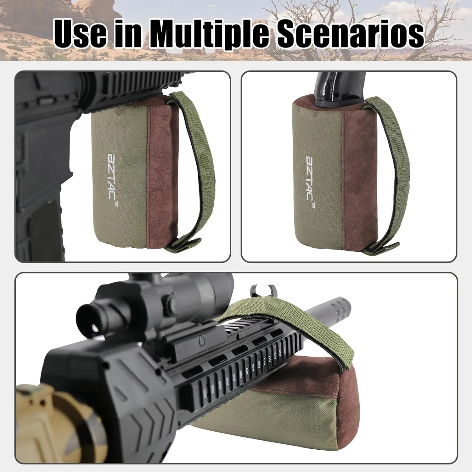 Tactical Pre-Filled Hunting Gun Holders Shooting Rest Bag Squeeze Bag Long Range Rifle Rest, Front & Rear Support Sandbag for Outdoor Shooting, Hunting,Outdoor Shooting Rest Bags