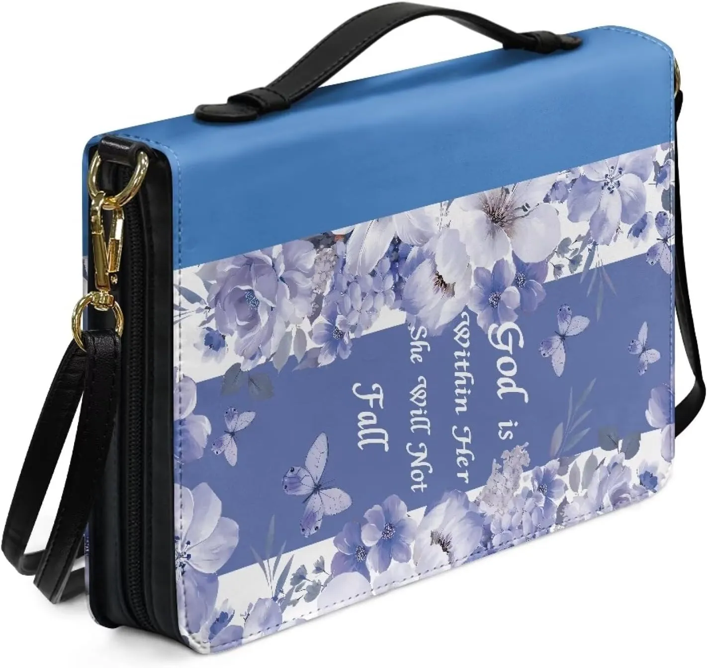Talayituse Bible Cover for Women Men PU Leather Bible Case Bible Carrying Case Bible Tote Bag with Detachable Shoulder Strap