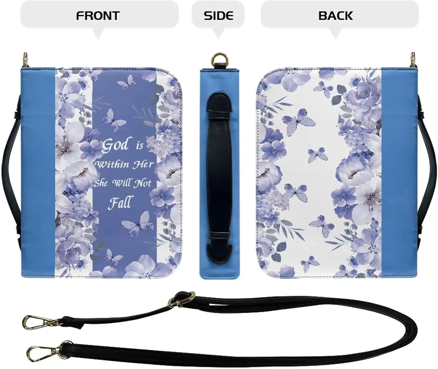 Talayituse Bible Cover for Women Men PU Leather Bible Case Bible Carrying Case Bible Tote Bag with Detachable Shoulder Strap