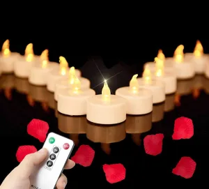 Tea Light Candles with Remote Control,Flickering Flameless LED Candle,Long Lasting 400 Hours,Battery Operated with Timer for Home Decoration Seasonal &Festival Celebration WarmYellow (24pcs)