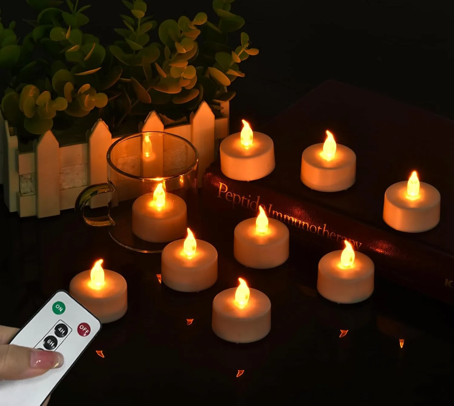 Tea Light Candles with Remote Control,Flickering Flameless LED Candle,Long Lasting 400 Hours,Battery Operated with Timer for Home Decoration Seasonal &Festival Celebration WarmYellow (24pcs)