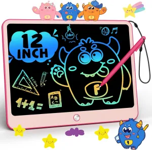 TEKFUN Kids Toys Gifts for 3  Years Old Boys Girls Toddler, 12inch LCD Writing Tablet Erasable Drawing Tablet Writing Pads, Kids Travel Toys Boys Girls Birthday Gifts Age 3 4 5 6 7 (Pink)