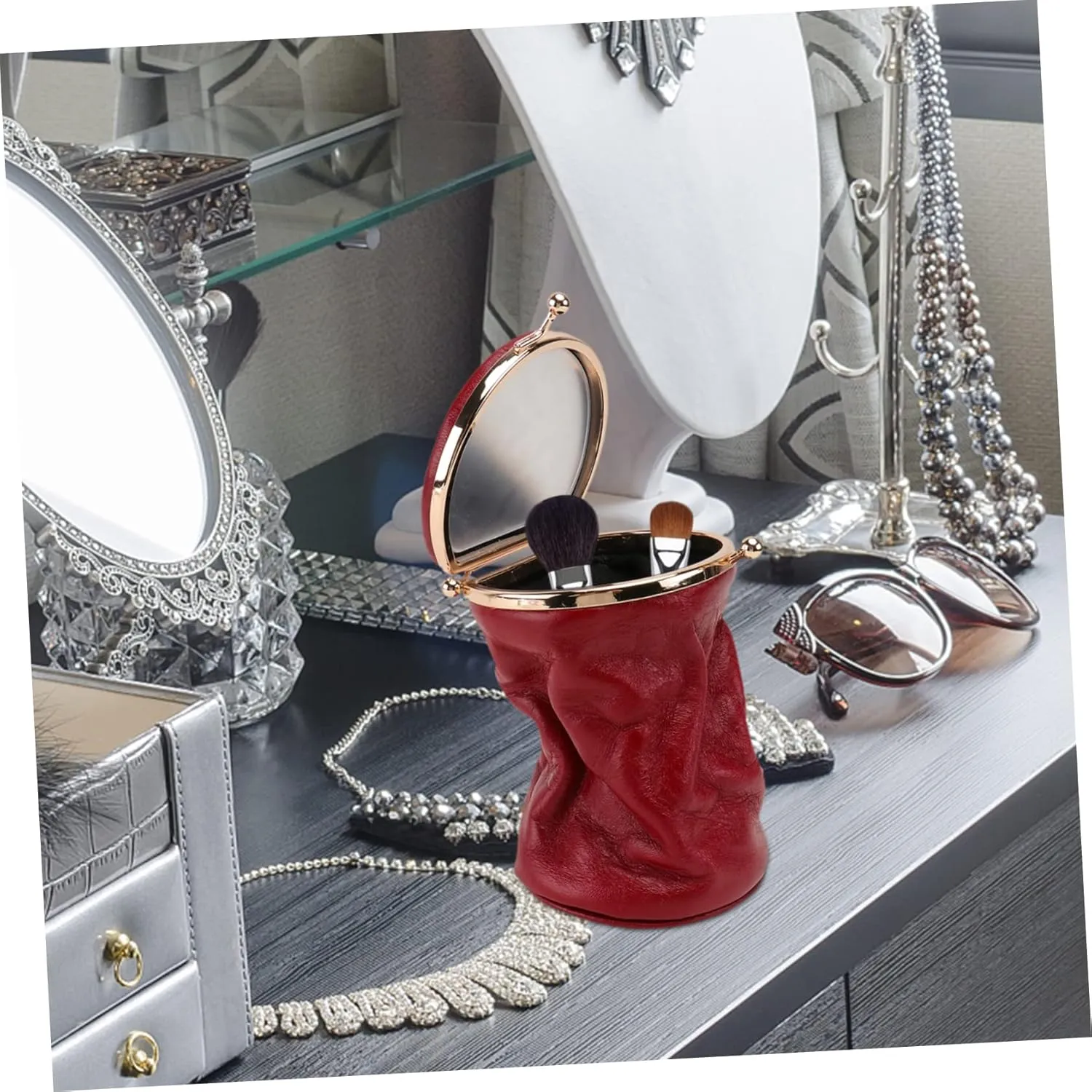 TENDYCOCO 1pc Lipstick Bag Cosmetic Bag Makeup Travel Bag Organizer Parfum Organizer for Women Women Travel Toiletry Bag Coin Change Purse Pu Perfume Holder Lipstick Clutch Purse Fashion Bag