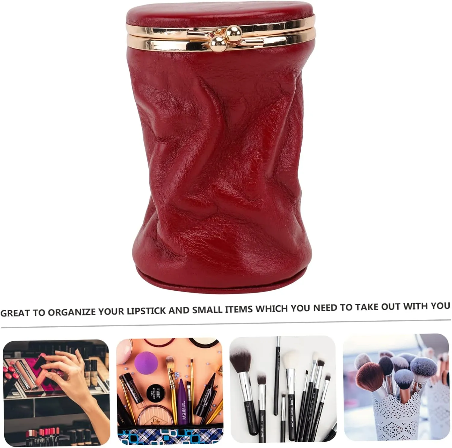 TENDYCOCO 1pc Lipstick Bag Cosmetic Bag Makeup Travel Bag Organizer Parfum Organizer for Women Women Travel Toiletry Bag Coin Change Purse Pu Perfume Holder Lipstick Clutch Purse Fashion Bag