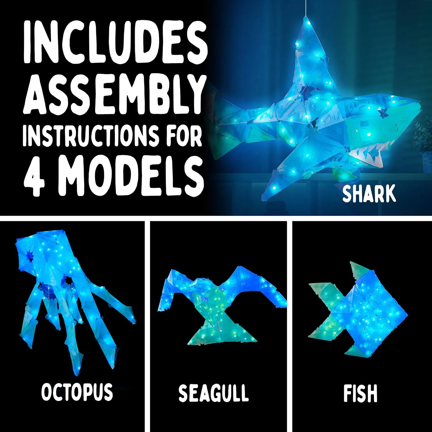 Thames & Kosmos Creatto: Shimmer Shark & Ocean Pals Light-Up Craft Puzzle from