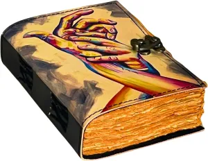 The Artisan’s Grip Deckle Edge Notebook – Handmade Leather Journal with Artistic Hand-Painted Cover, Antique-Style Latch, Vintage Unlined Deckle Paper – Unique Gift for Writers, Artists & Thinkers 7 Inches
