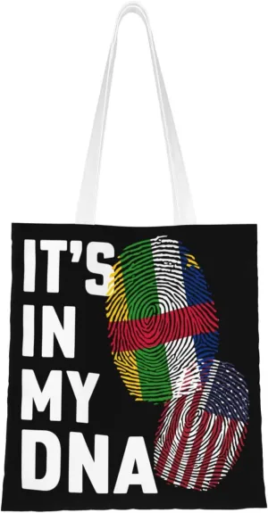 The Central African Republic It's in My DNA Tote Bag for Women Canvas Shopping Bags Reusable Large Capacity Casual Shoulder Handbags Grocery Bags