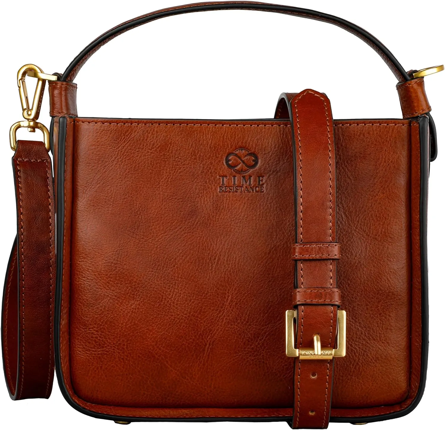 Time Resistance Leather Handbag - Full-Grain Leather Purse for Women - Tote Bag with Detachable Shoulder Strap