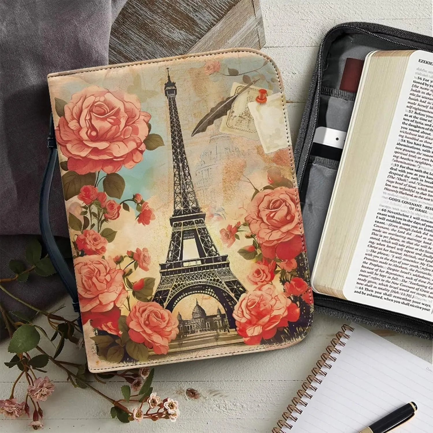 TODIYADDU Women Bible Cover Large Capacity Daily Bag Church Book Case Scripture Protector Holiday Gifts