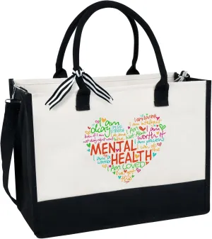 Tote Bag For Women, Teacher Appreciation Gift, Mental Health Matters Bag 13oz Canvas With Zipper, Therapy Gift