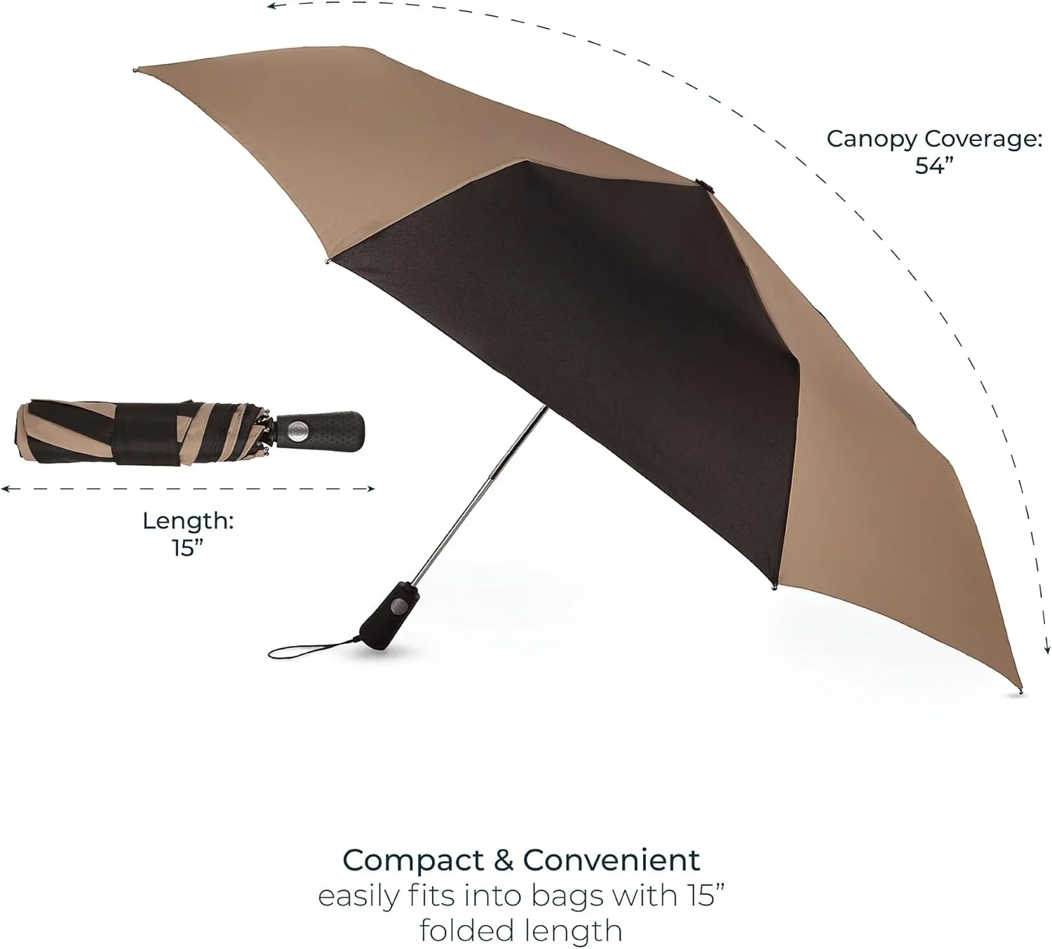 Totes Folding Golf Umbrella Water Repellant, Auto Open/Close, UV Sun Protection, 54-Inch, Navy/White