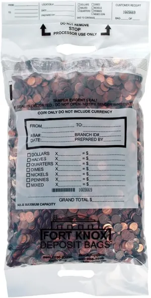 Tough, Durable, Dual-Handled Poly Coin Bag - Case of 200 Deposit Bag