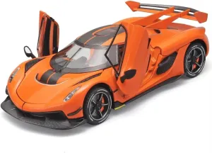 Toy Cars for Boys 1/24 Jesko Metal Die Cast Toy Cars,Collectibles Jesko Model Car,Pull Back Jesko Toy Car with Light and Sound,Cars Gifts for Age 3  Year Old Boys（Orange）