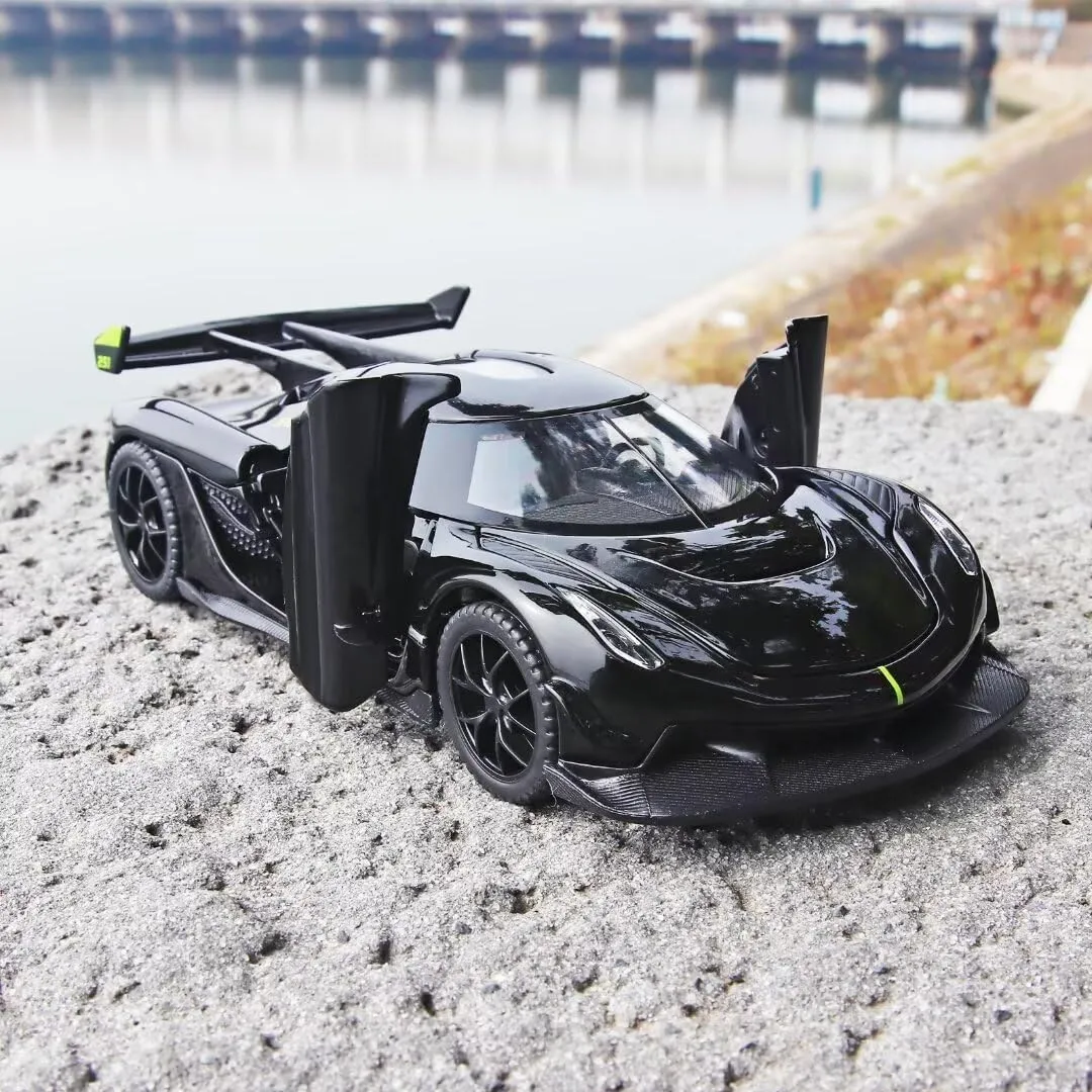Toy Cars for Kids 1/32 Jesko Die Cast Metal Toy Cars,Collectible Jesko Model Car,Pull Back Jesko Toy Car with Light and Music,Cars Toys for Age 3  Year Old Boys(Black)