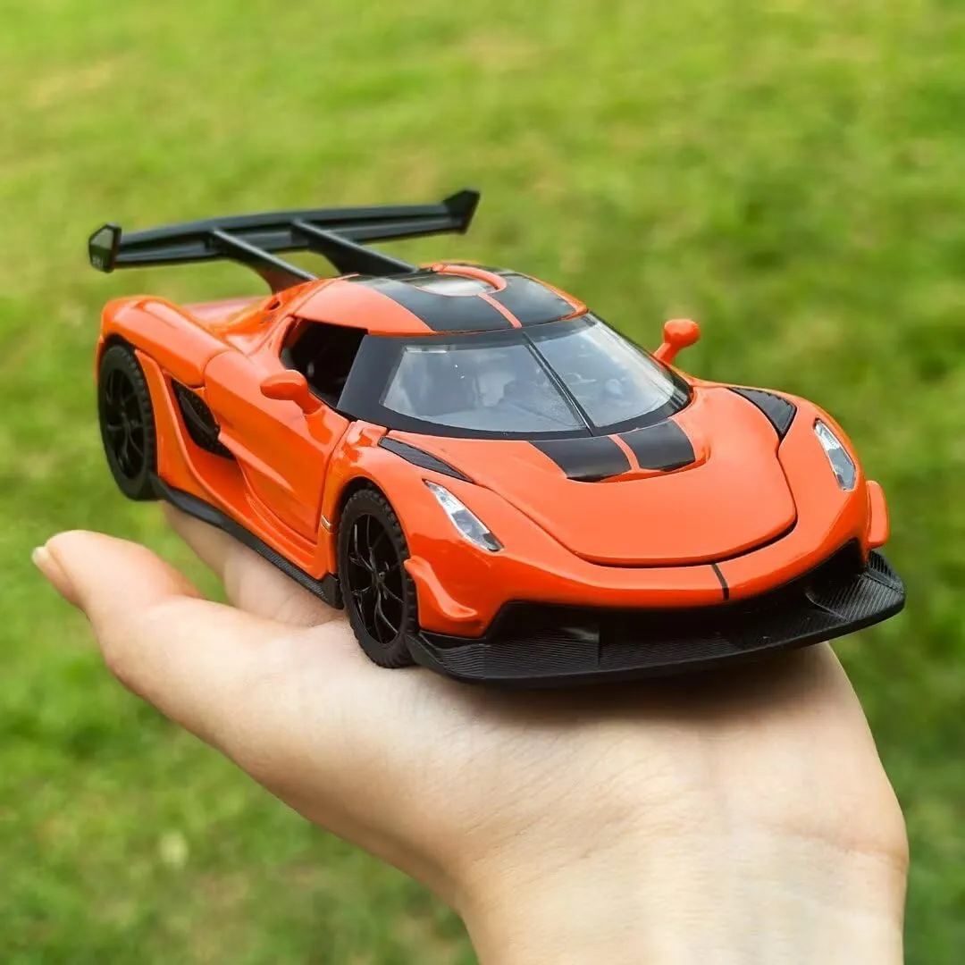 Toy Cars for Kids 1/32 Jesko Die Cast Metal Toy Cars,Jesko Model Car Collectible,Pull Back Jesko Toy Car with Light and Music,Cars Toys for Age 3  Year Old Boys(Orange