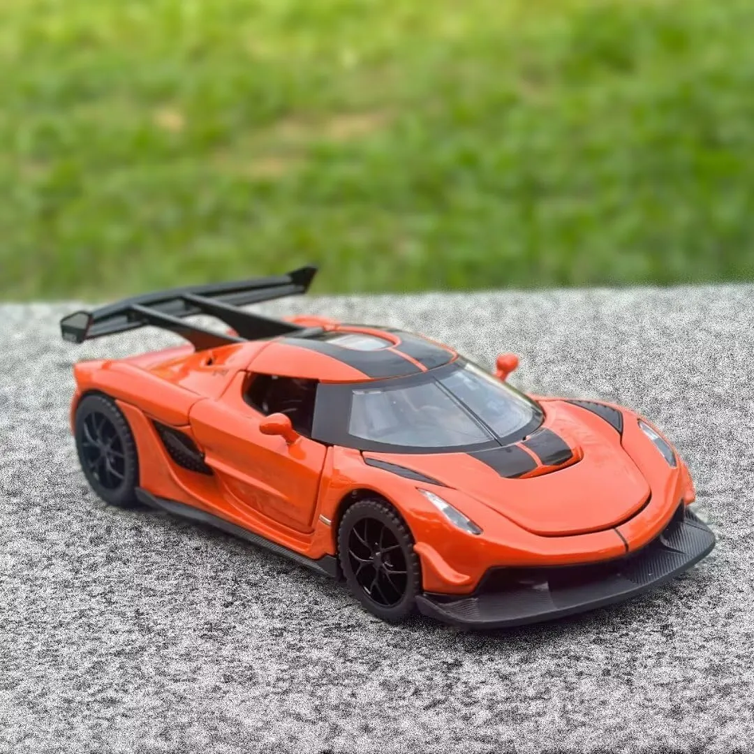 Toy Cars for Kids 1/32 Jesko Die Cast Metal Toy Cars,Jesko Model Car Collectible,Pull Back Jesko Toy Car with Light and Music,Cars Toys for Age 3  Year Old Boys(Orange