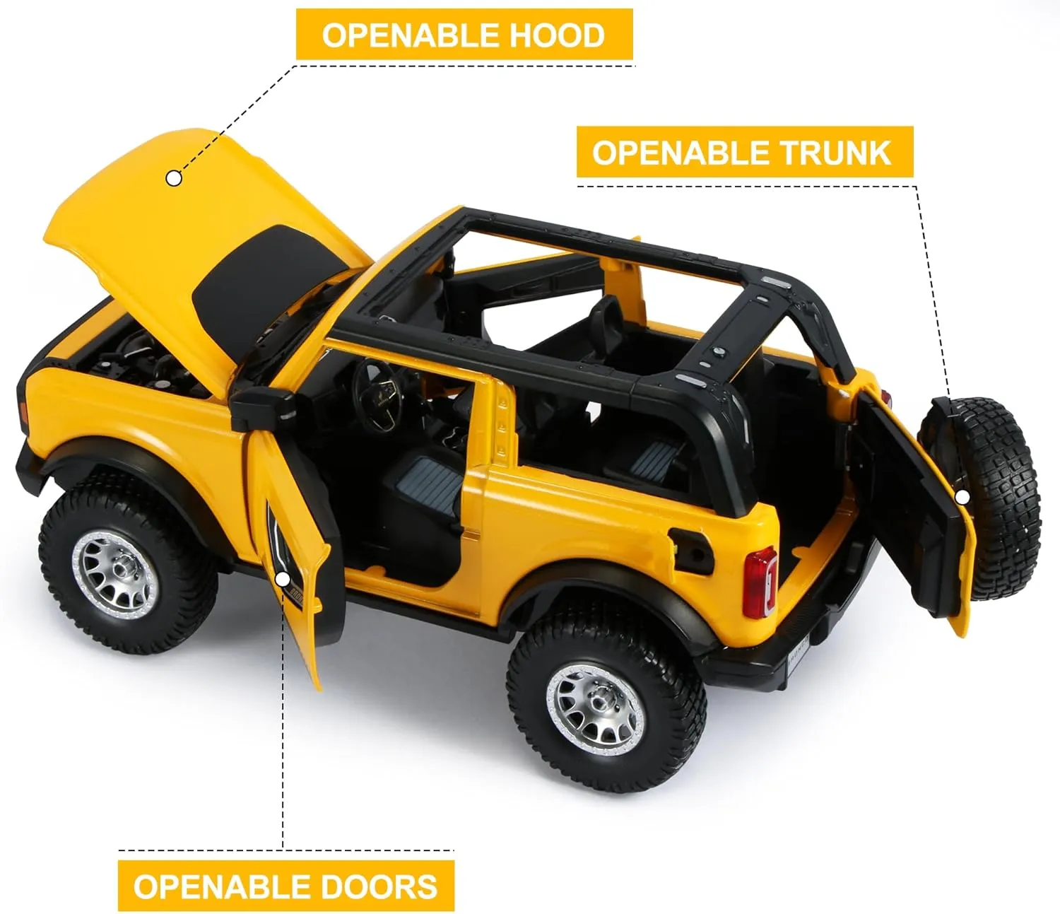 Toy Trucks 1:24 Scale Metal Model Die-cast Hobby Toy Cars Gifts for Boys Girls and Adults Car Lovers Collection, Yellow