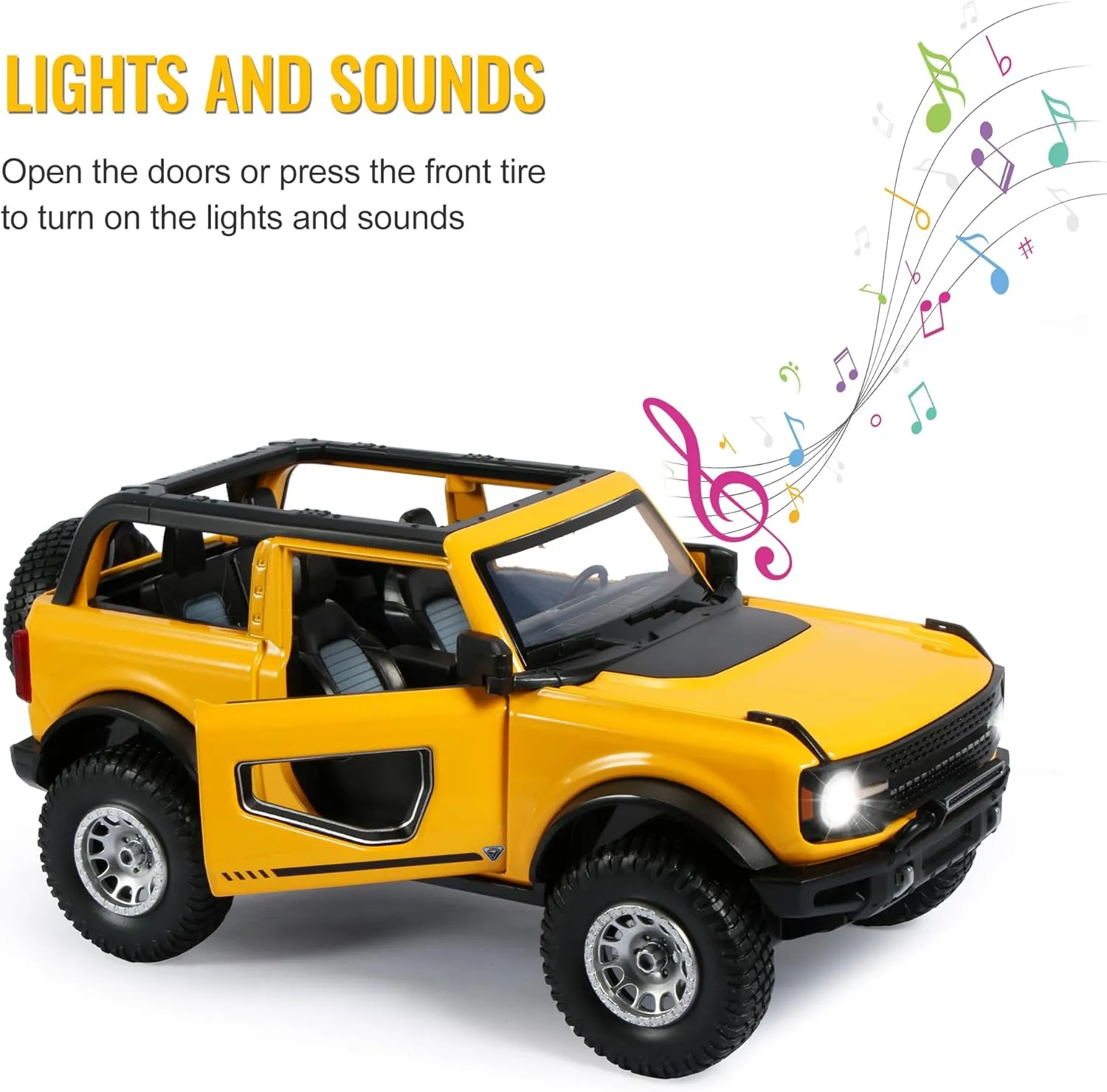 Toy Trucks 1:24 Scale Metal Model Die-cast Hobby Toy Cars Gifts for Boys Girls and Adults Car Lovers Collection, Yellow