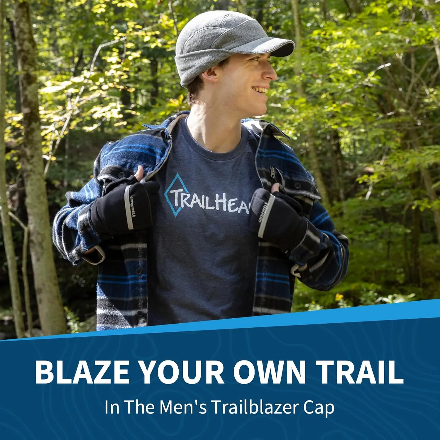 TrailHeads Men's Fleece Hat Baseball Cap - Drop Down Ear Warmer Flaps - Winter Caps for Men for Running, Golf, Hunting