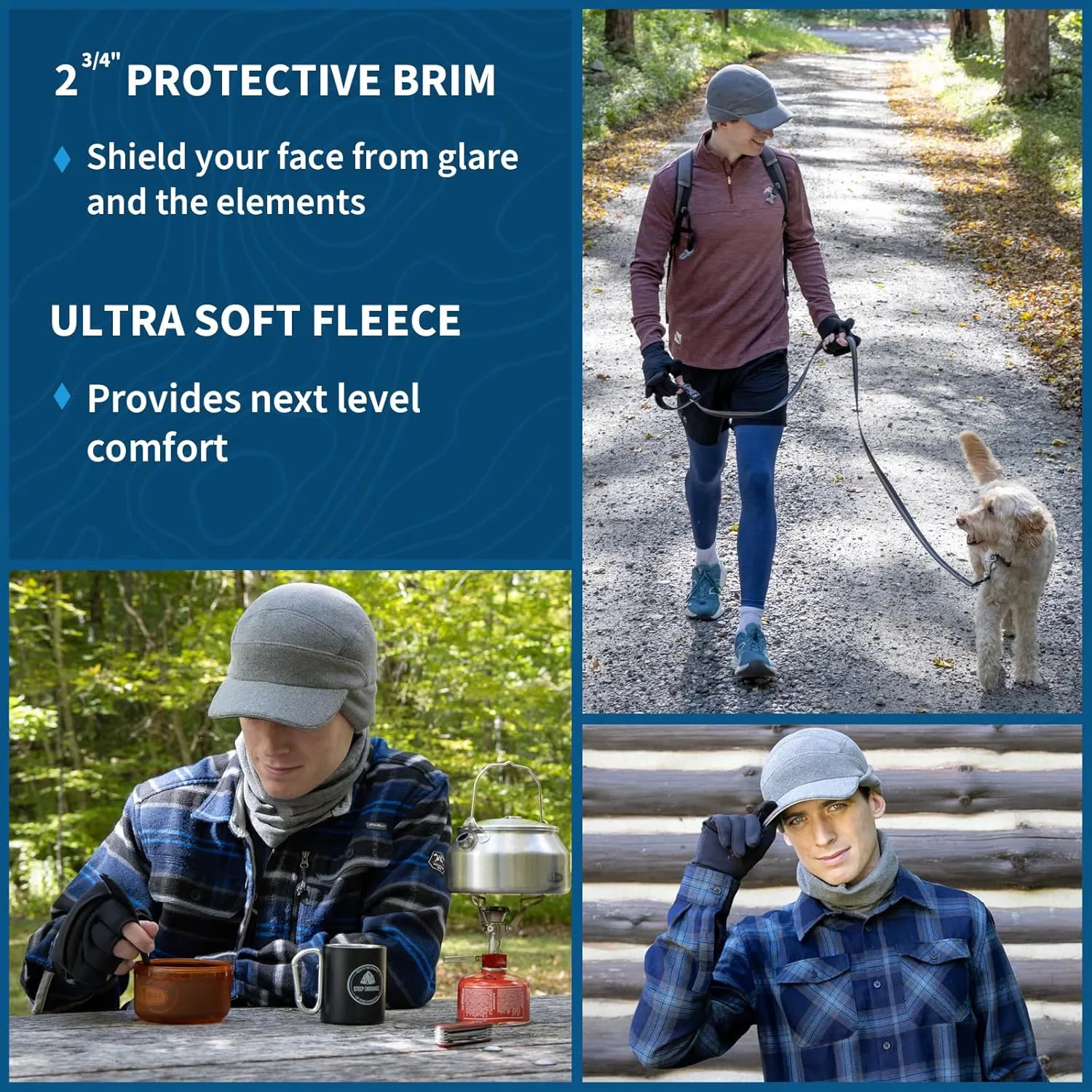 TrailHeads Men's Fleece Hat Baseball Cap - Drop Down Ear Warmer Flaps - Winter Caps for Men for Running, Golf, Hunting