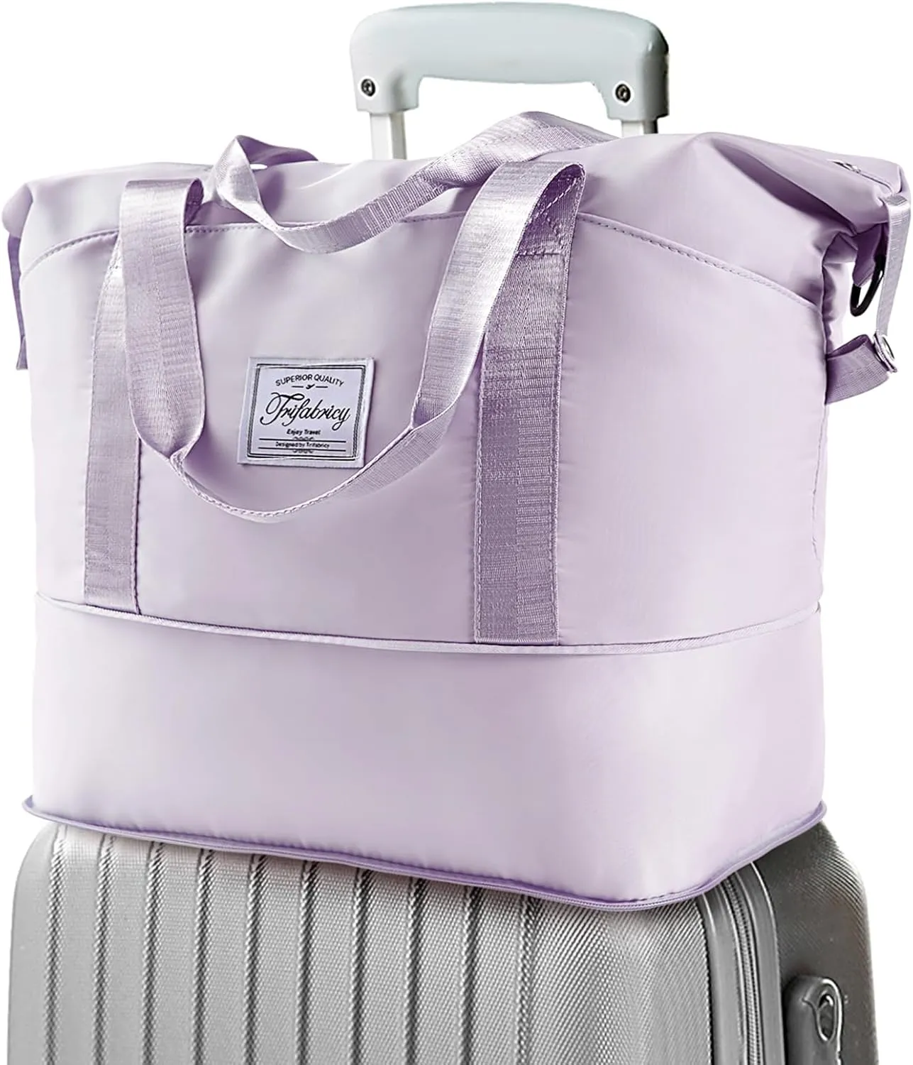 Travel Duffel Bag - Large Shoulder Weekender Overnight Bag, Carry on Bag with Wet Pocket, Waterproof Expandable Duffel Bag with Trolley Sleeve, Sports Tote Gym Bag for Women, Purple