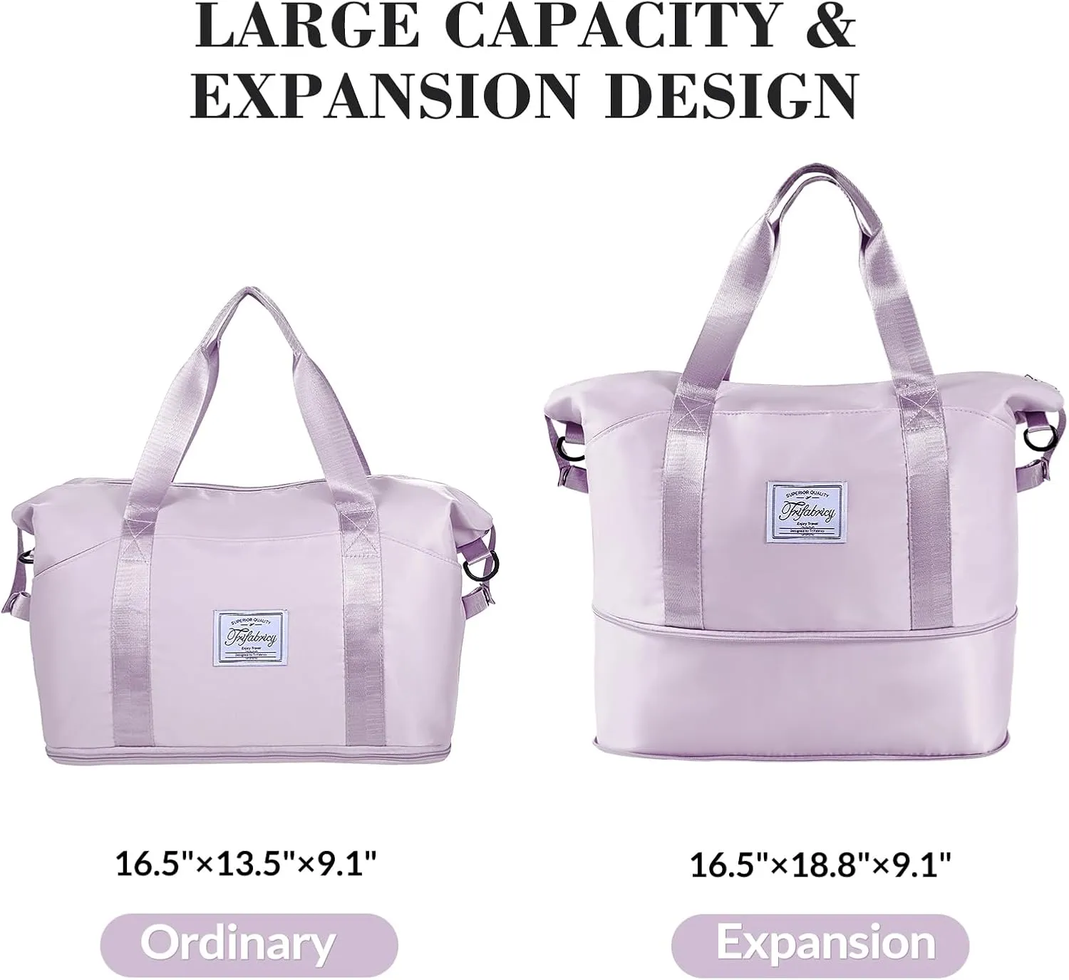 Travel Duffel Bag - Large Shoulder Weekender Overnight Bag, Carry on Bag with Wet Pocket, Waterproof Expandable Duffel Bag with Trolley Sleeve, Sports Tote Gym Bag for Women, Purple
