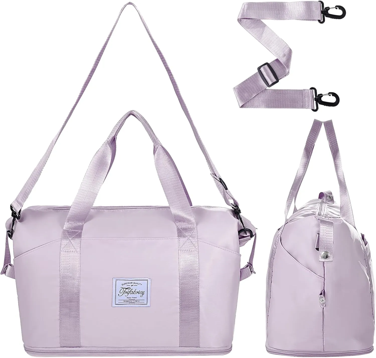 Travel Duffel Bag - Large Shoulder Weekender Overnight Bag, Carry on Bag with Wet Pocket, Waterproof Expandable Duffel Bag with Trolley Sleeve, Sports Tote Gym Bag for Women, Purple