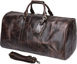 Travel Duffle with Shoes Pouch, Leather Weekender Overnight Bag Luggage Shoulder Crossbody Handbag Gym Sports Bag Sports Overnight Gym Luggage Weekend To