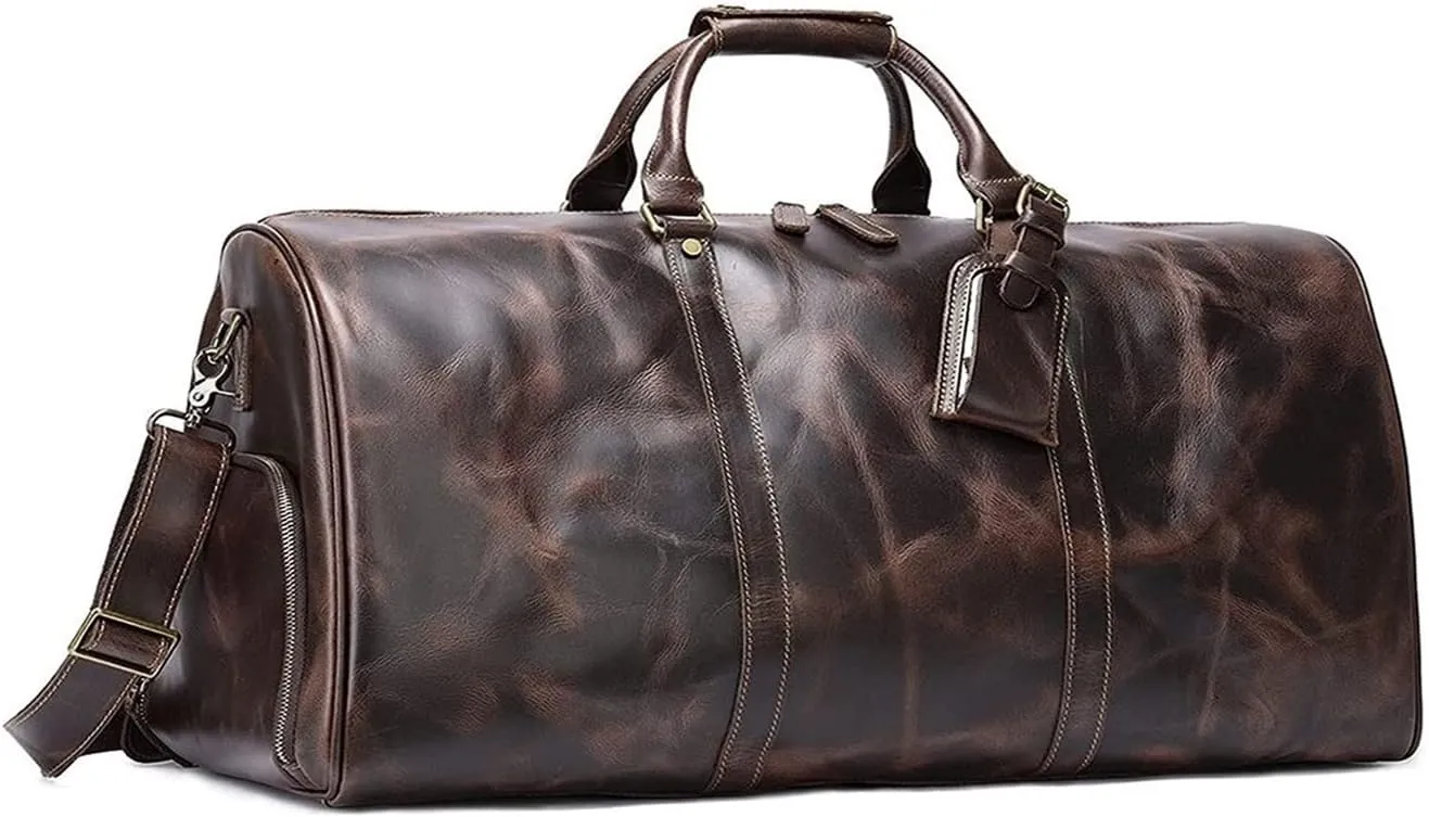 Travel Duffle with Shoes Pouch, Leather Weekender Overnight Bag Luggage Shoulder Crossbody Handbag Gym Sports Bag Sports Overnight Gym Luggage Weekend To