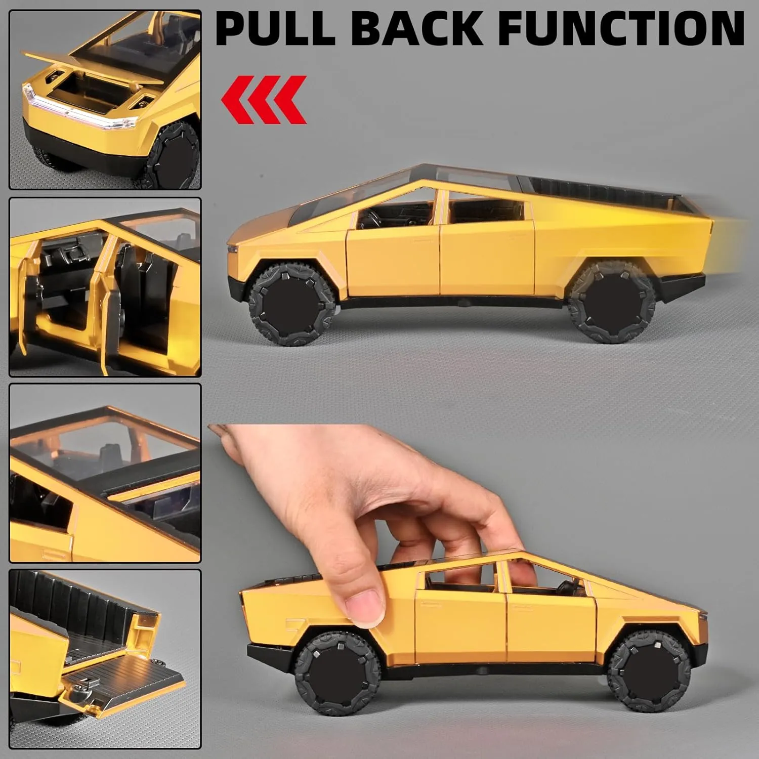 Trucks for Kids Toy Pickup Truck 1/32 Metal Toy Truck,Big Trucks for Toddlers 3-5,Die Cast Metal Model Truck,Pull Back Cars Toys with Light and Sound,Toy Trucks for Boys Age 4-7（Yellow）