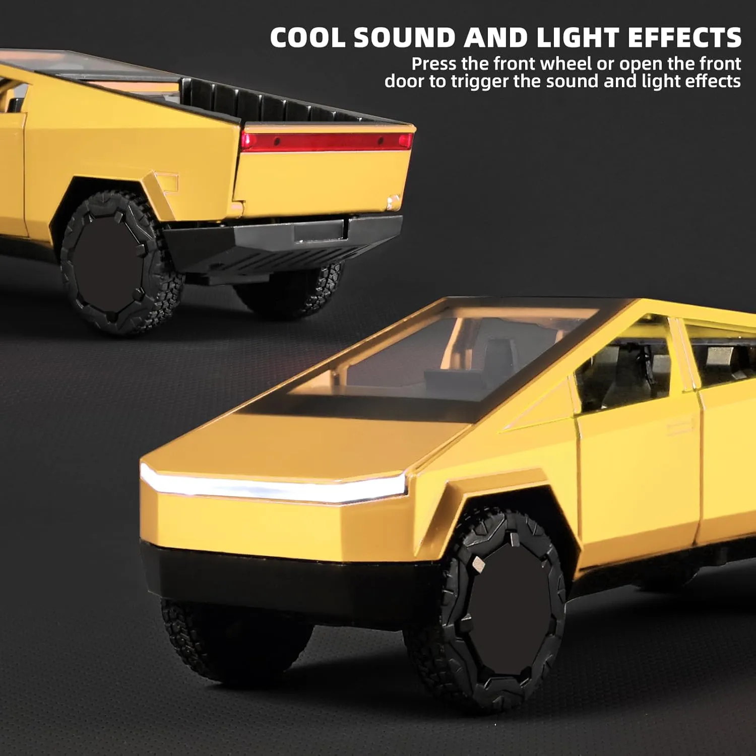 Trucks for Kids Toy Pickup Truck 1/32 Metal Toy Truck,Big Trucks for Toddlers 3-5,Die Cast Metal Model Truck,Pull Back Cars Toys with Light and Sound,Toy Trucks for Boys Age 4-7（Yellow）