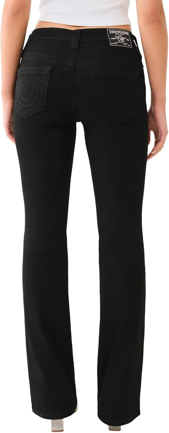 True Religion Women's Becca Mid Rise Boot Cut Single Needle Stitching Jeans Pant - Black Body Rinse