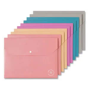 U Brands U-Eco Document Holder, 0.59" Expansion, 1 Section, Snap Button Closure, Letter Size, Assorted Colors, 10/Pack