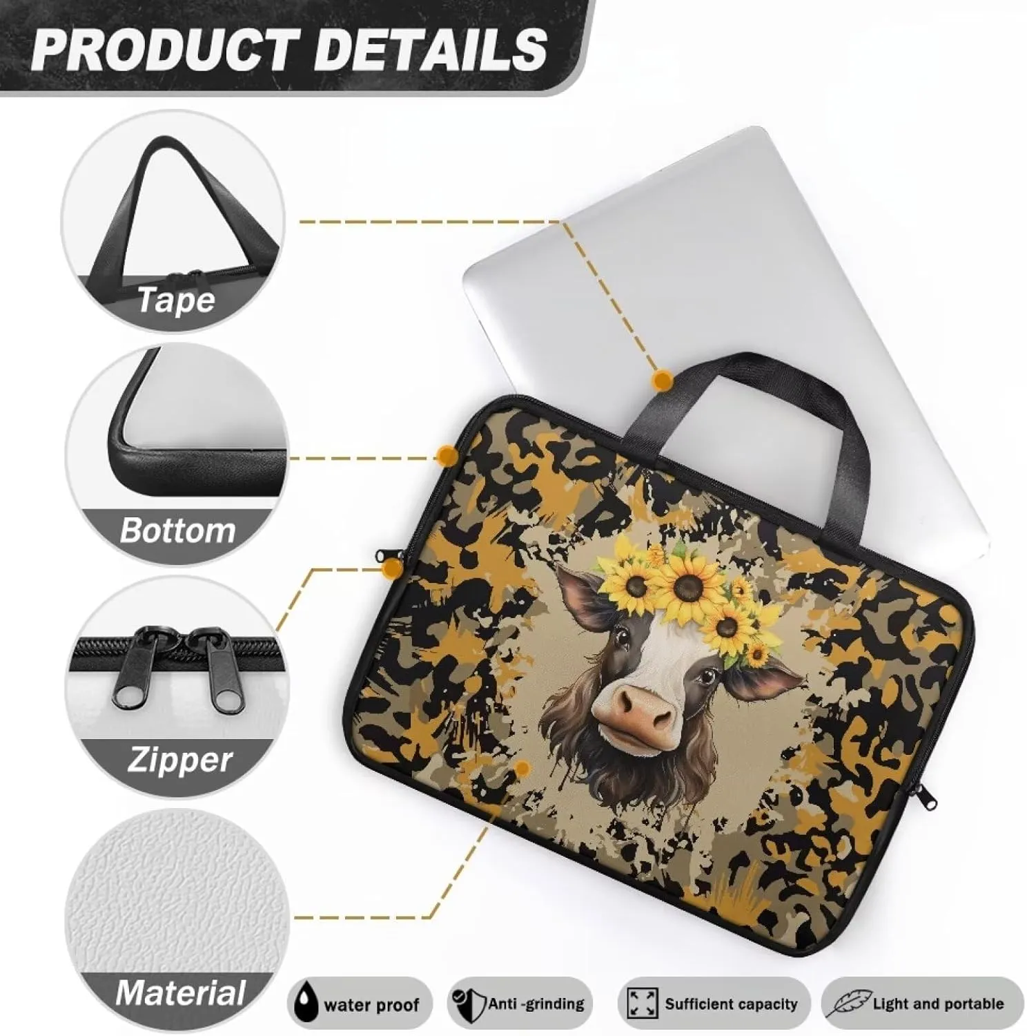 Uasibuni Computer Carrying Case,Notebook Bag for Women,Laptop Messenger Bag for Men,Laptop Sleeve