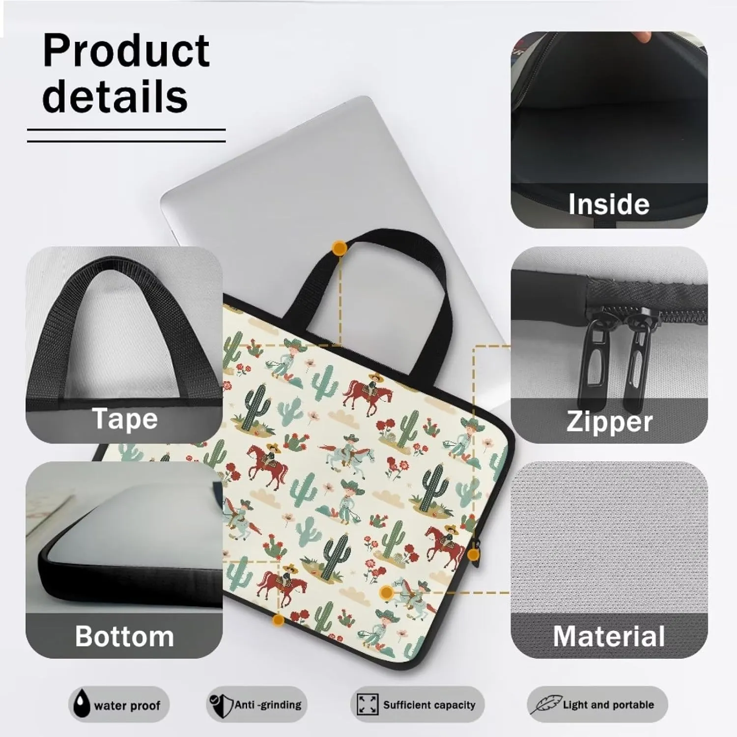 Uasibuni Laptop Sleeve Case with Handle for 14/15.6/ 17In Laptop,Laptop Case Cover Cute Laptop Bag for Women Men