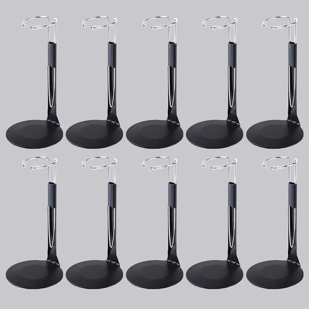 UCanaan 10 Pcs Doll Stand - Action Figure Stands with Expandable Waist Wire for 8"-14" Dolls doll stands for 8 to 12inch dolls Suitable for 1/6 Dolls Accessories，action figure stand-Black