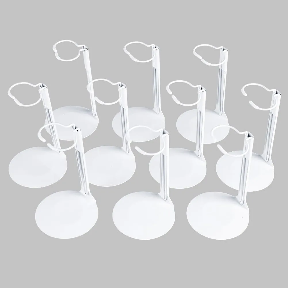 UCanaan 10 pcs Doll Stand - Action Figure Stands with Expandable Waist Wire for 8"-14" Dolls Doll Stands for 8 to 12inch Dolls Suitable for 1/6 Dolls Accessories，Action Figure Stand (White, 10)
