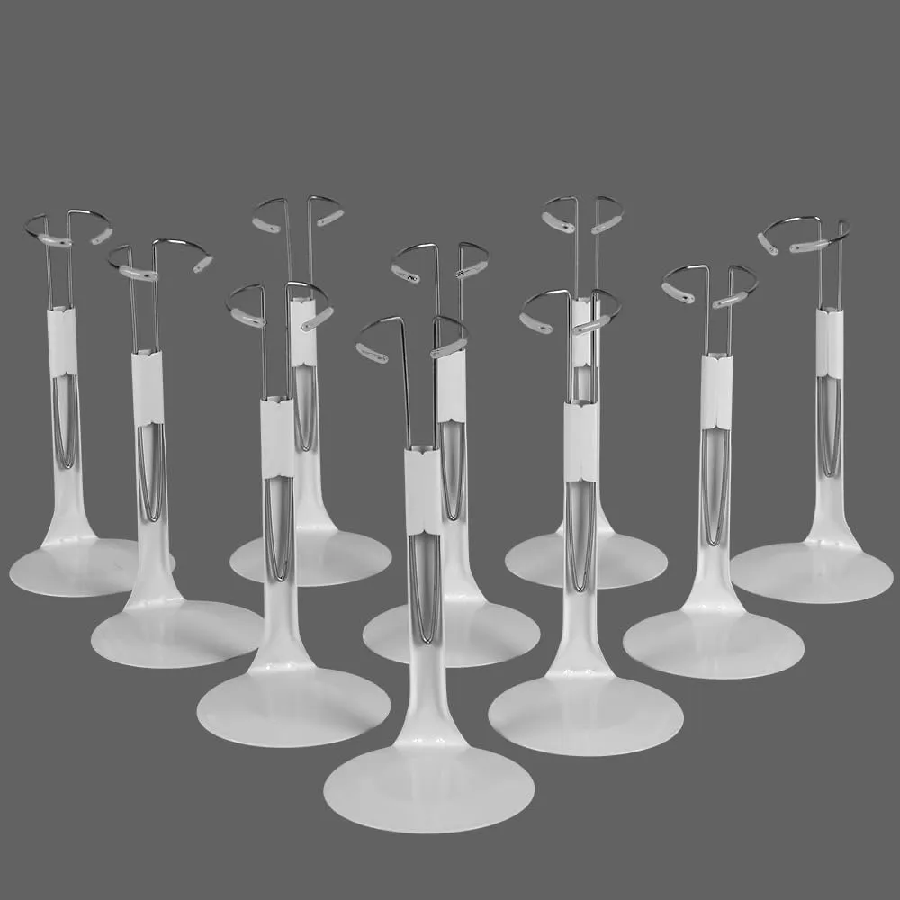 UCanaan 10 Pcs Doll Stand - Action Figure Stands with Expandable Waist Wire for 8"-14" Dolls doll stands for 8 to 12inch dolls Suitable for 1/6 Dolls Accessories，action figure stand-White