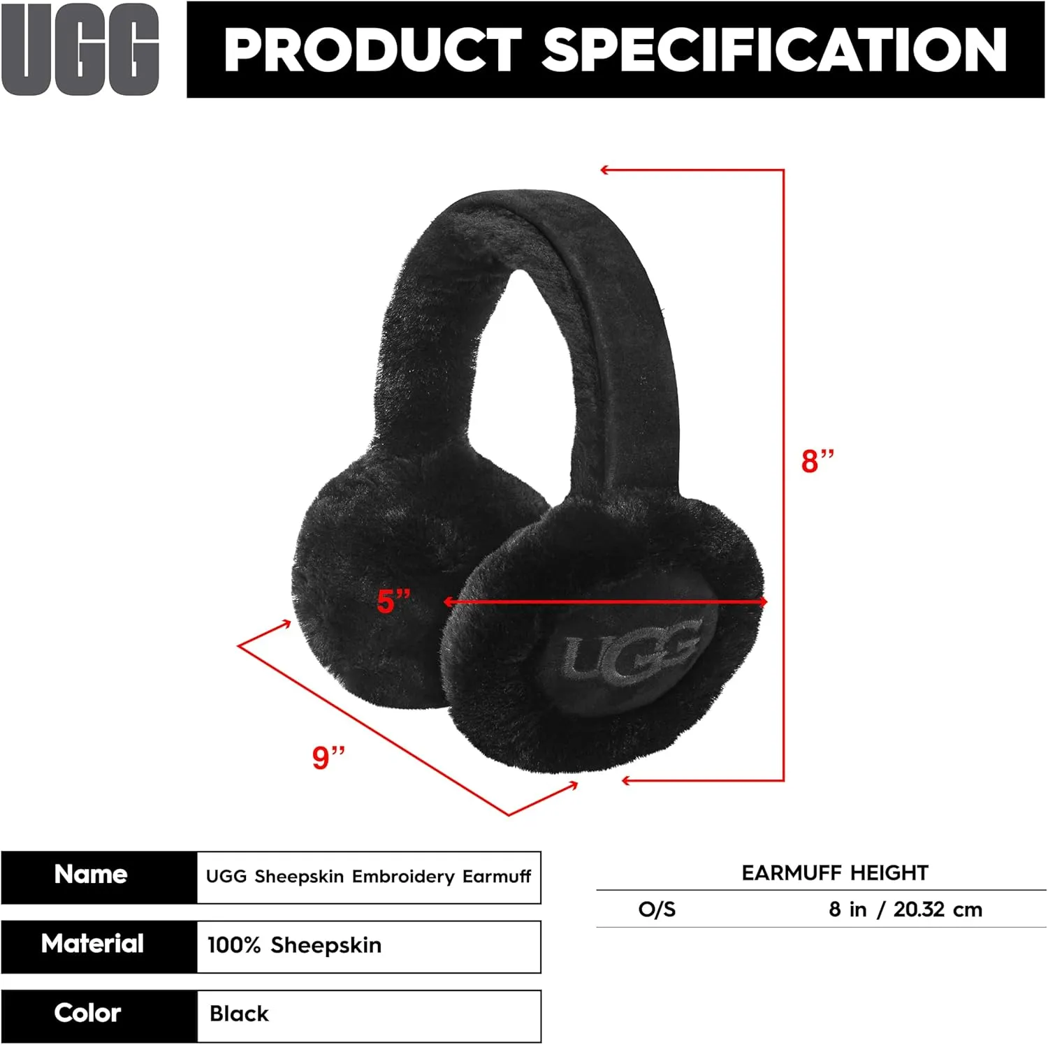 UGG Women's Water Resistant Sheepskin Earmuffs with Embroidered Logo