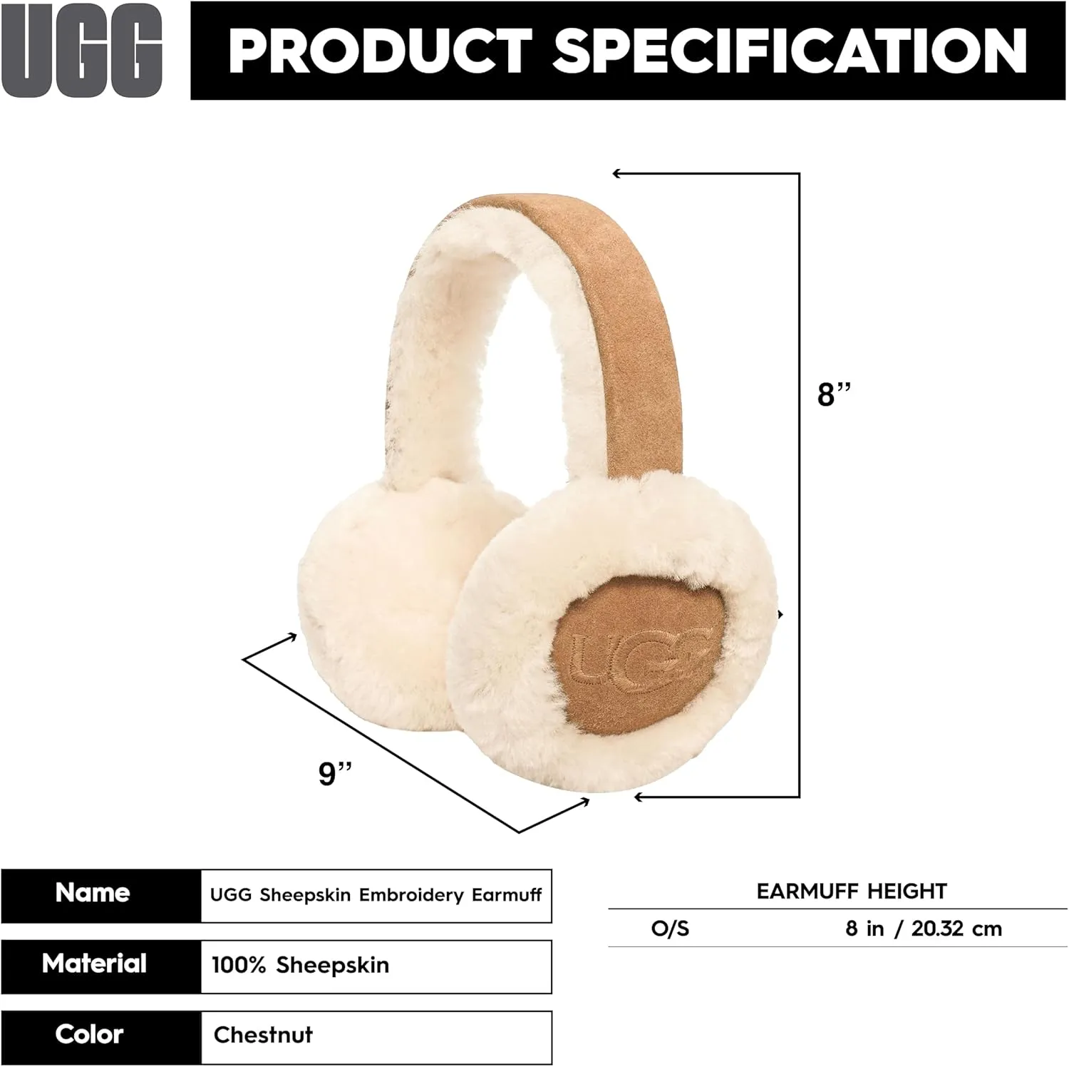 UGG Women's Water Resistant Sheepskin Earmuffs with Embroidered Logo