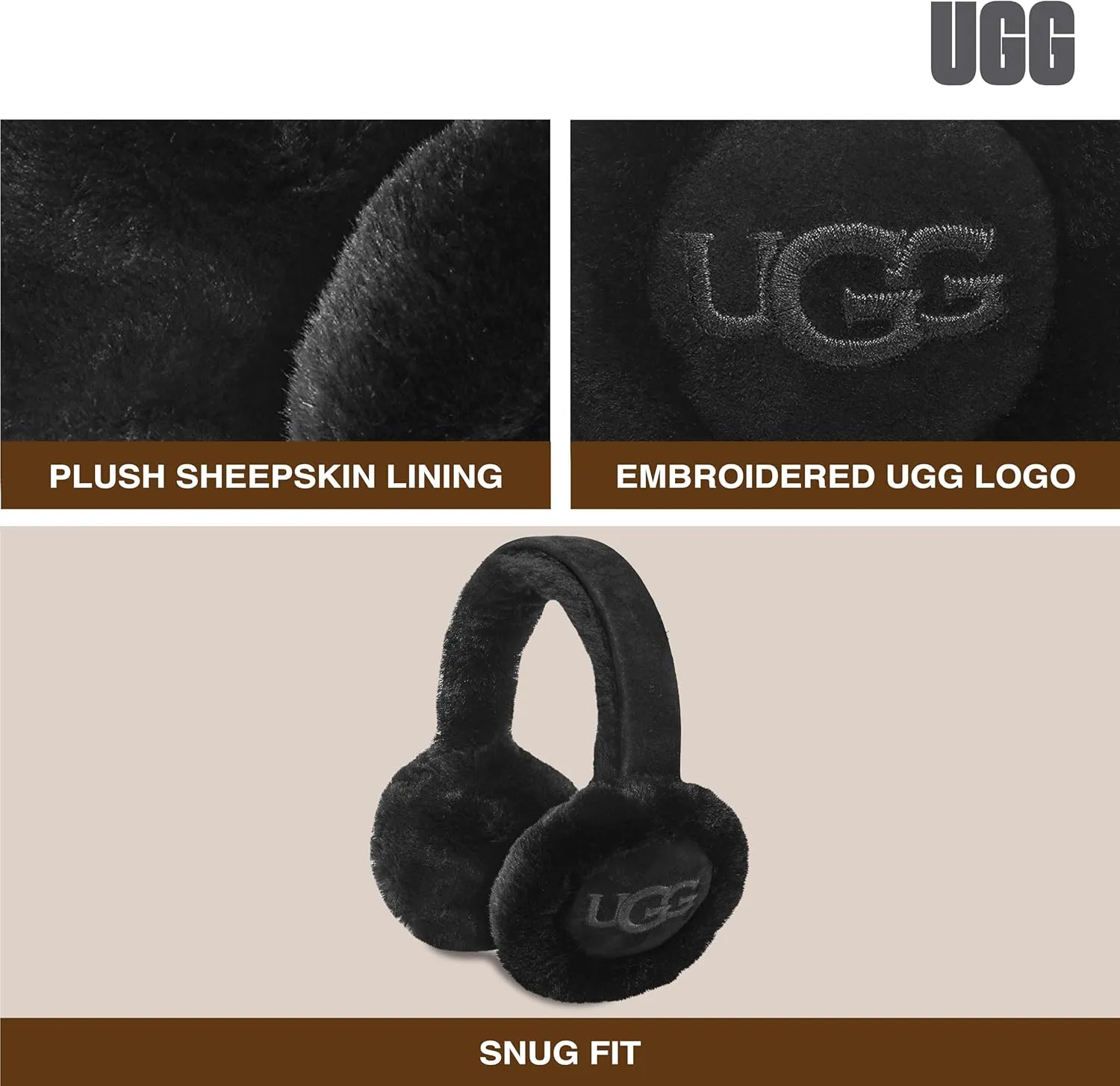 UGG Women's Water Resistant Sheepskin Earmuffs with Embroidered Logo