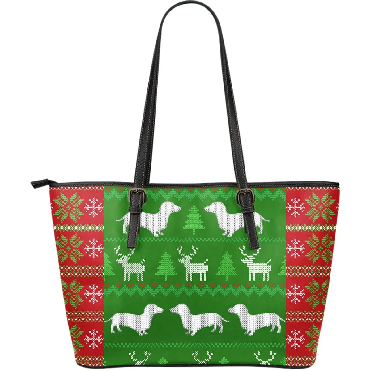 Ugly Christmas Leather Tote Bag